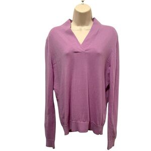 346 Brooks Brothers 100% Merino Wool Sweater Lavender Size XL V-Neck